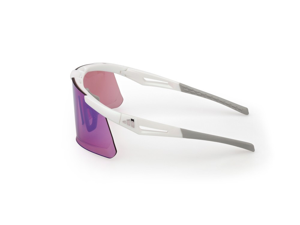 Occhiali da sole Adidas Sport Dunamis Evo-S SP0107 (21Z) colore bianco opaco  forma mask lenti high contrast - viola sfumato o specchiato