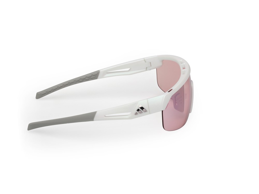 Occhiali da sole Adidas Sport SP0109 (21Z) colore bianco opaco forma mask lenti high contrast -  viola sfumato o specchiato