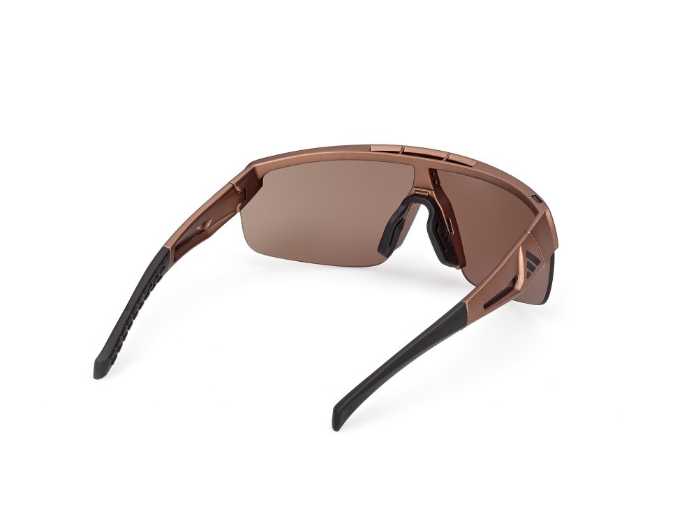 Occhiali da sole Adidas Sport SP0109 (49G) colore marrone scuro opaco forma mask lenti high contrast - marrone specchiato