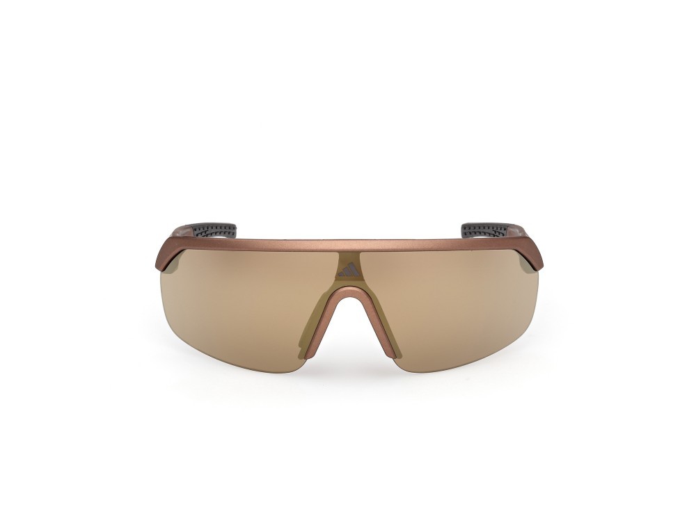 Occhiali da sole Adidas Sport SP0109 (49G) colore marrone scuro opaco forma mask lenti high contrast - marrone specchiato