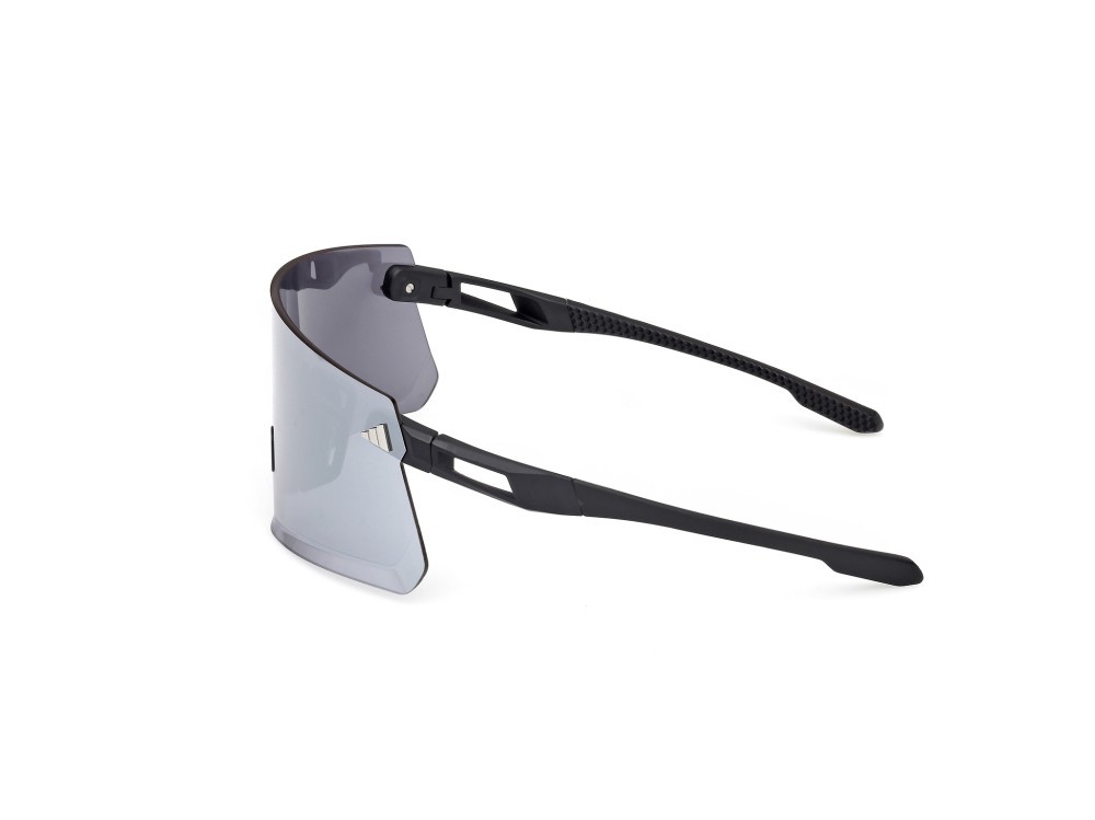 Occhiali da sole Adidas Sport Dunamis S SP0113 (02C) colore nero opaco forma mask lenti high contrast -  fumo specchiato