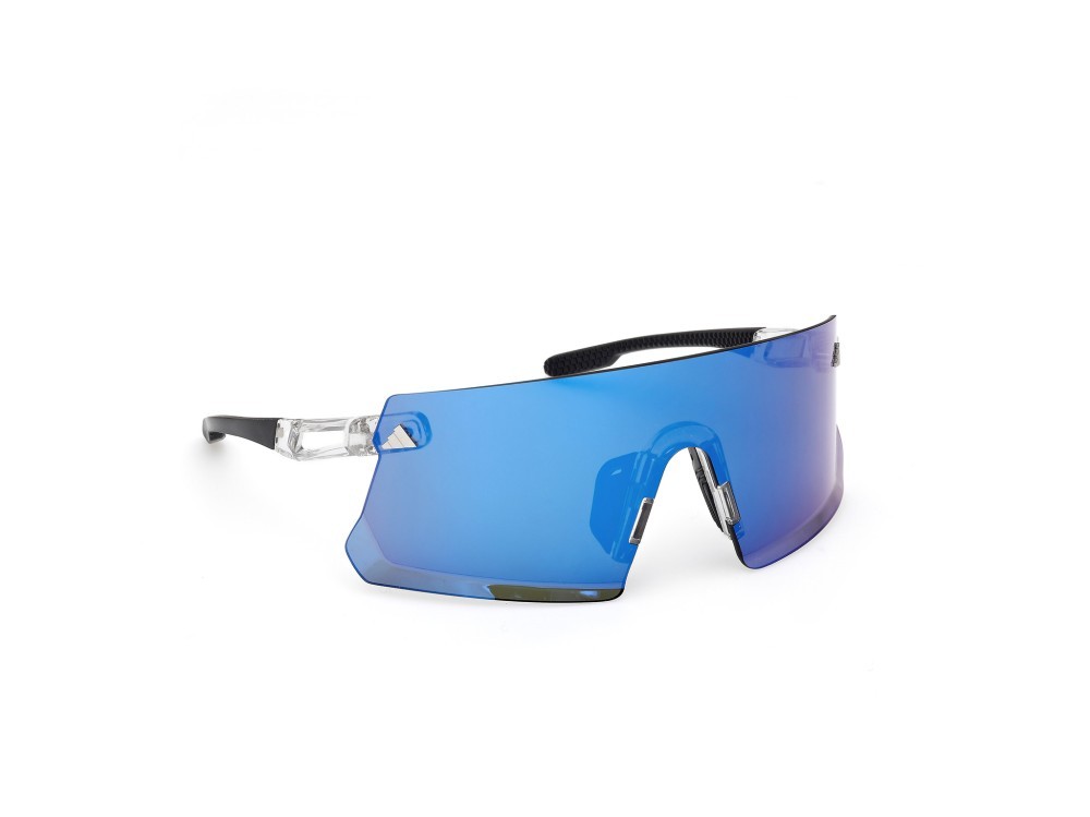 Occhiali da sole Adidas Sport Dunamis S SP0113 (26X) colore cristallo - cristallo/monocolore forma mask lenti high contrast - blu specchiato