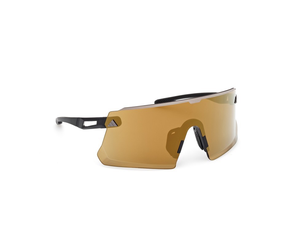 Occhiali da sole Adidas Sport Dunamis Pro S SP0114 (02G) colore nero opaco forma mask lenti high contrast - marrone specchiato