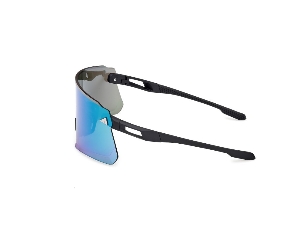 Occhiali da sole Adidas Sport Dunamis Pro S SP0114 (02Q) colore nero opaco forma mask lenti high contrast - verde specchiato