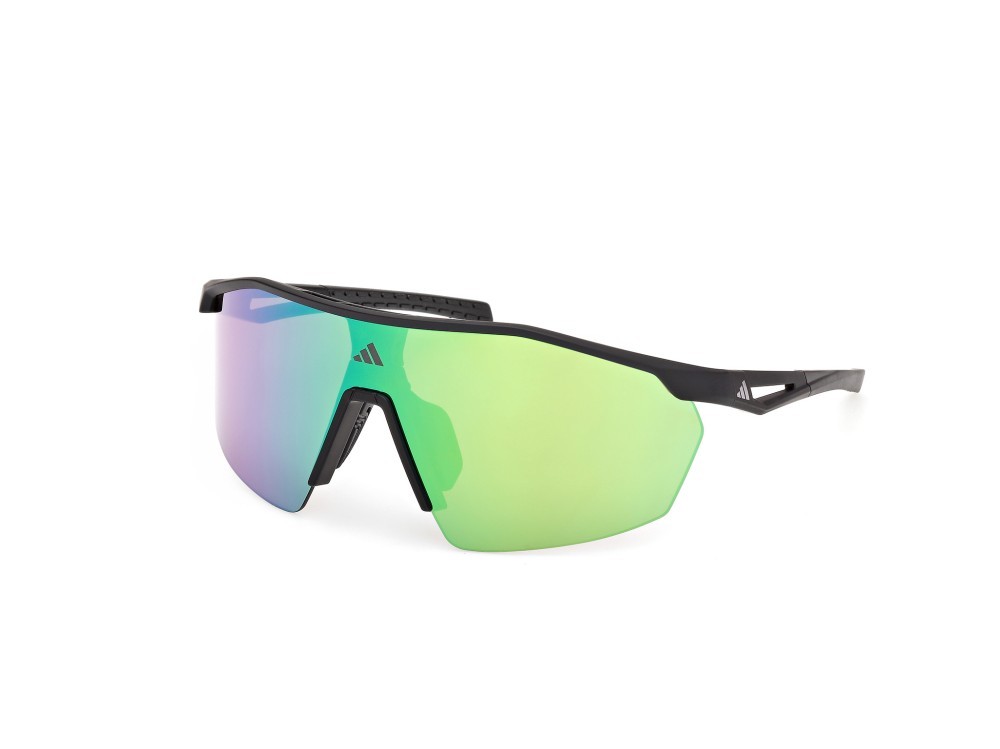 Sunglasses Adidas Sport Anemos Light SP0115 (02Q) color nero opaco shape mask lenses high contrast -  verde specchiato