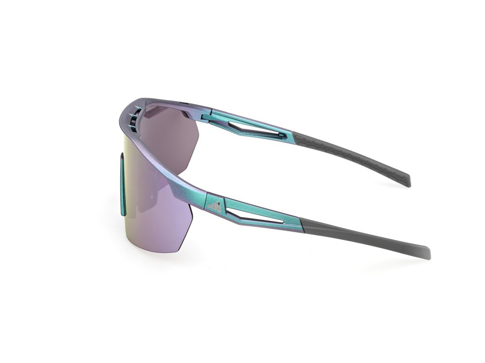 Occhiali da sole Adidas Sport Anemos Light SP0115 (97Z) colore verde scuro opaco  forma mask lenti high contrast - viola sfumato o specchiato
