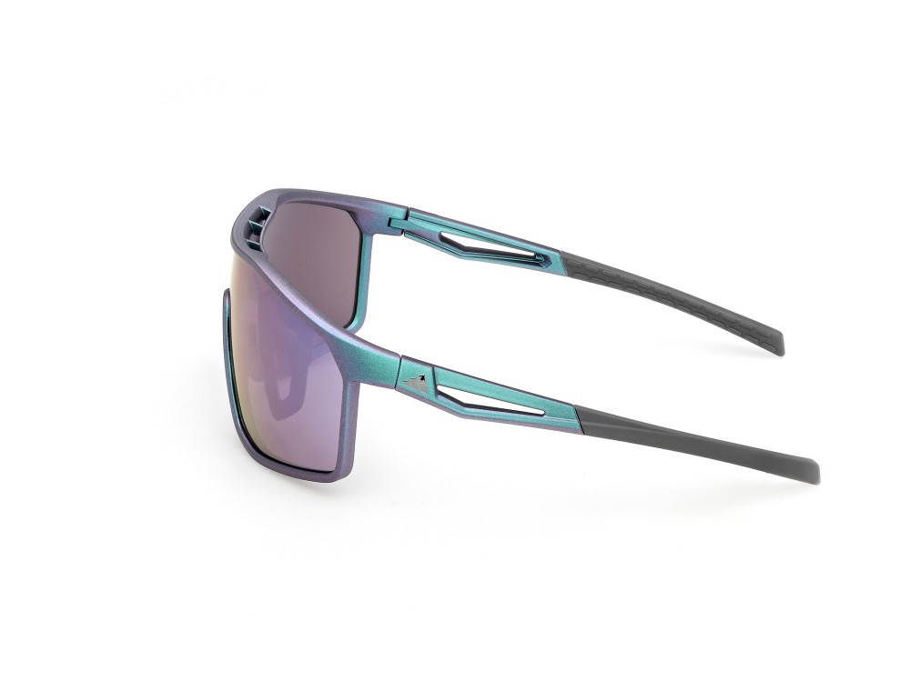 Occhiali da sole Adidas Sport Kalidro SP0117 (97Z) colore verde scuro opaco forma mask lenti high contrast - viola sfumato o specchiato