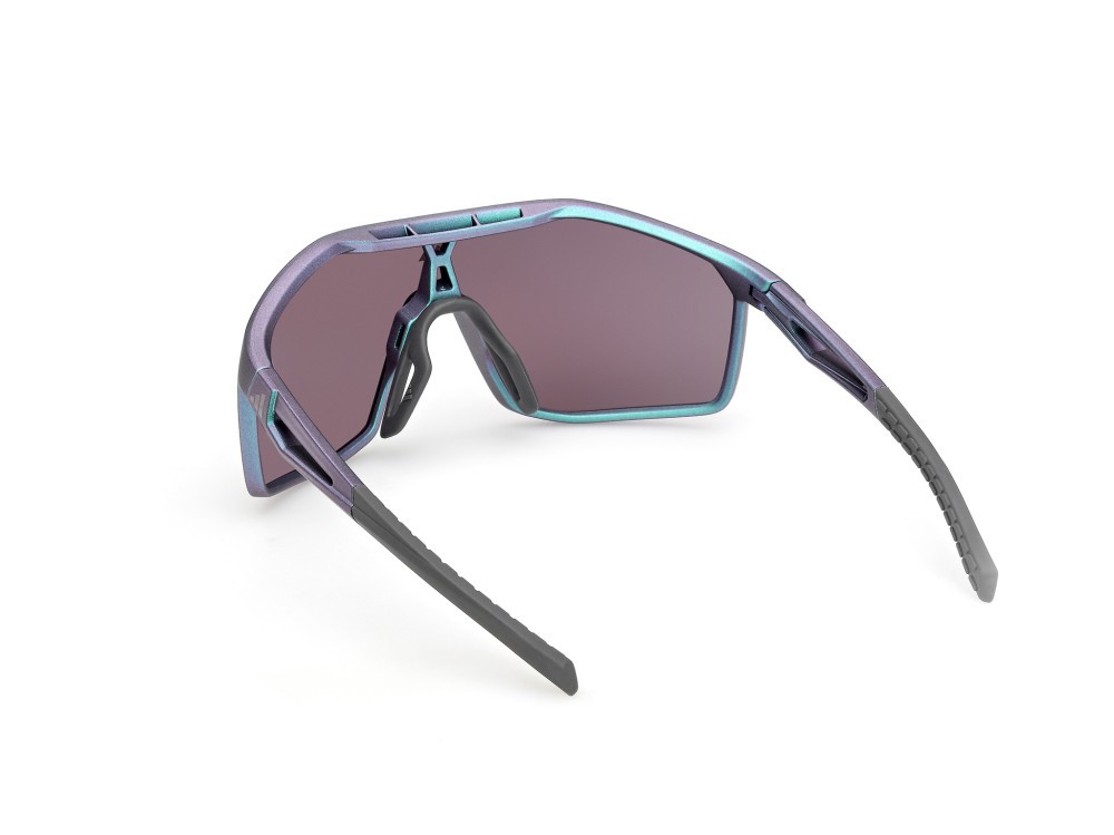 Occhiali da sole Adidas Sport Kalidro SP0117 (97Z) colore verde scuro opaco forma mask lenti high contrast - viola sfumato o specchiato