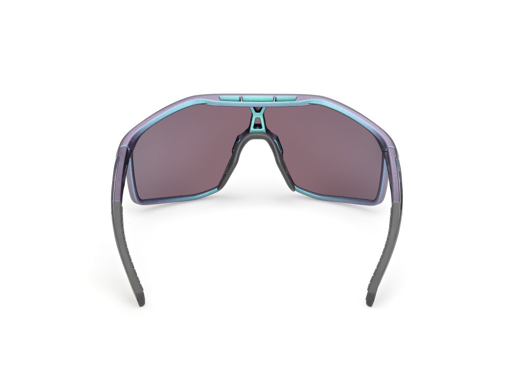 Occhiali da sole Adidas Sport Kalidro SP0117 (97Z) colore verde scuro opaco forma mask lenti high contrast - viola sfumato o specchiato