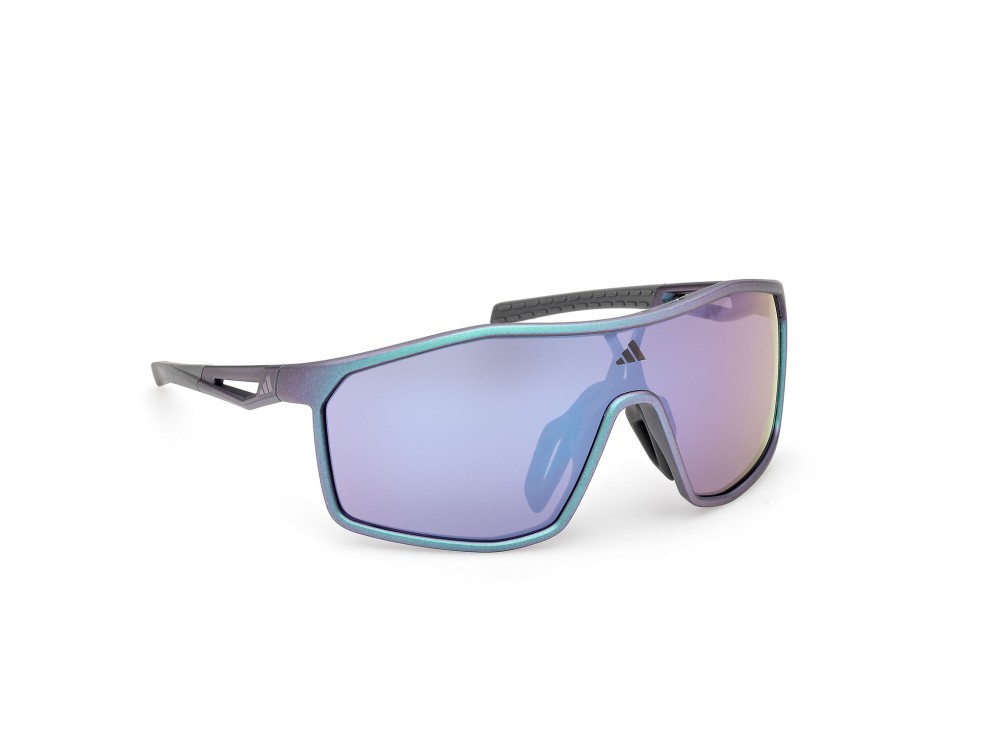 Occhiali da sole Adidas Sport Kalidro SP0117 (97Z) colore verde scuro opaco forma mask lenti high contrast - viola sfumato o specchiato