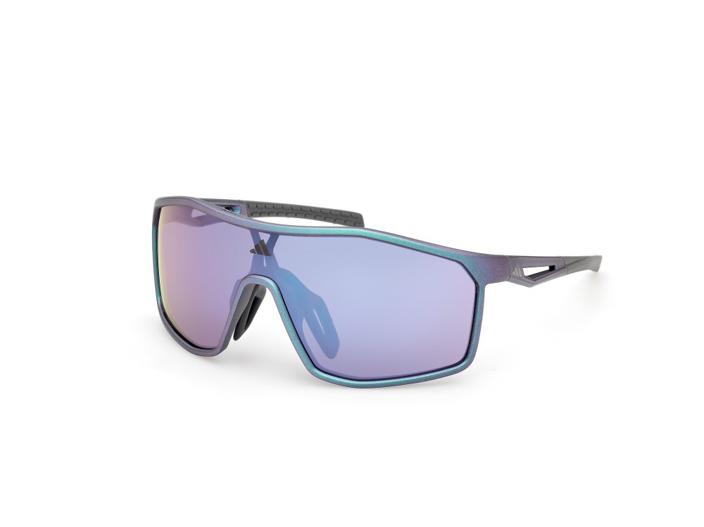 Occhiali da sole Adidas Sport Kalidro SP0117 (97Z) colore verde scuro opaco forma mask lenti high contrast - viola sfumato o specchiato