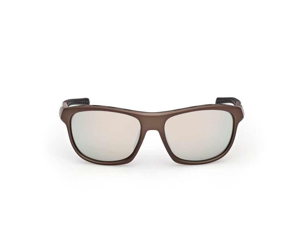 Occhiali da sole Adidas Sport SP0118 (49G) colore marrone scuro opaco forma rettangolare lenti high contrast - marrone specchiato