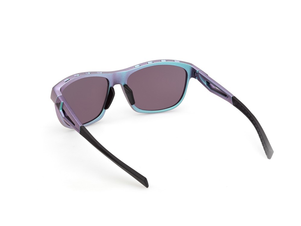 Sunglasses Adidas Sport SP0118 (97Z) color verde scuro opaco shape rectangle lenses high contrast - viola sfumato o specchiato