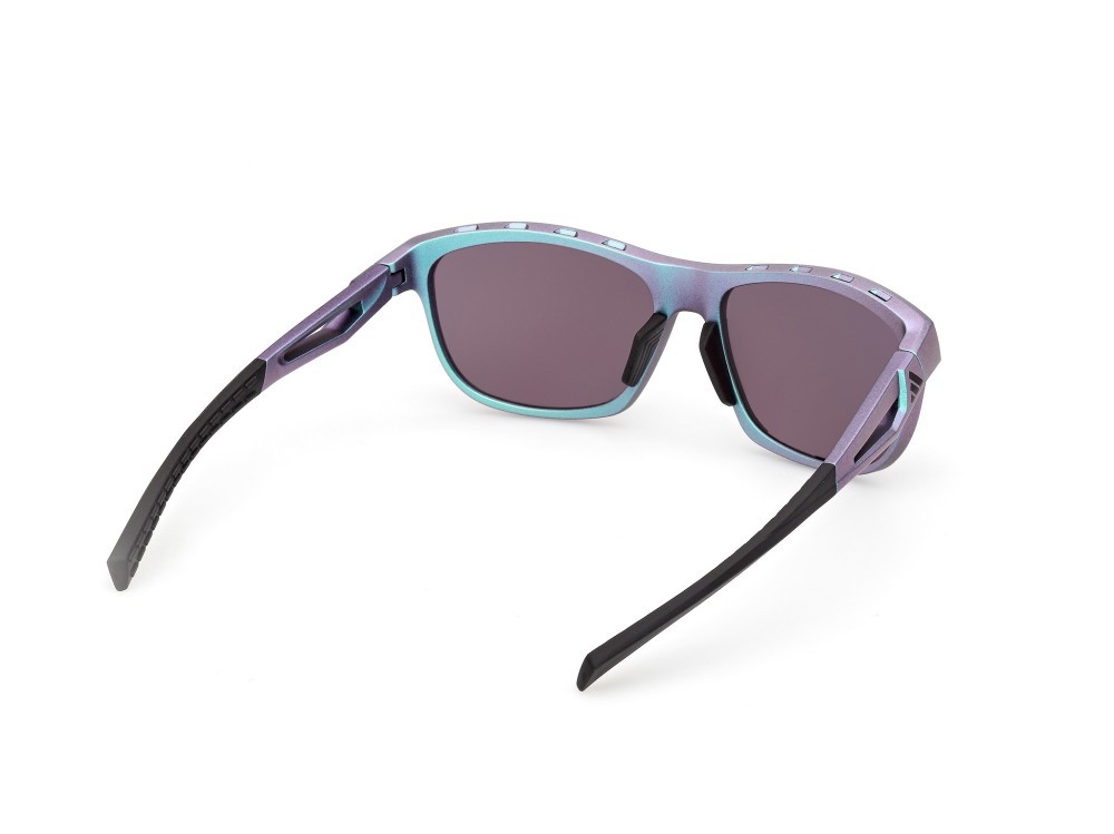 Sunglasses Adidas Sport SP0118 (97Z) color verde scuro opaco shape rectangle lenses high contrast - viola sfumato o specchiato
