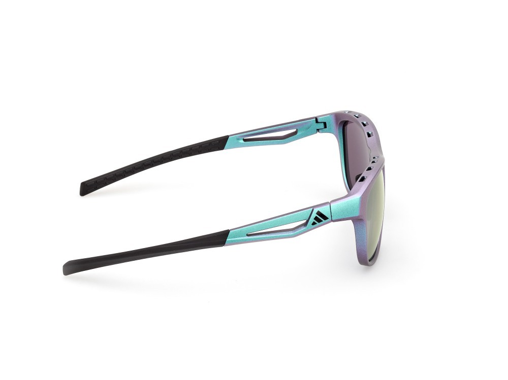 Sunglasses Adidas Sport SP0118 (97Z) color verde scuro opaco shape rectangle lenses high contrast - viola sfumato o specchiato