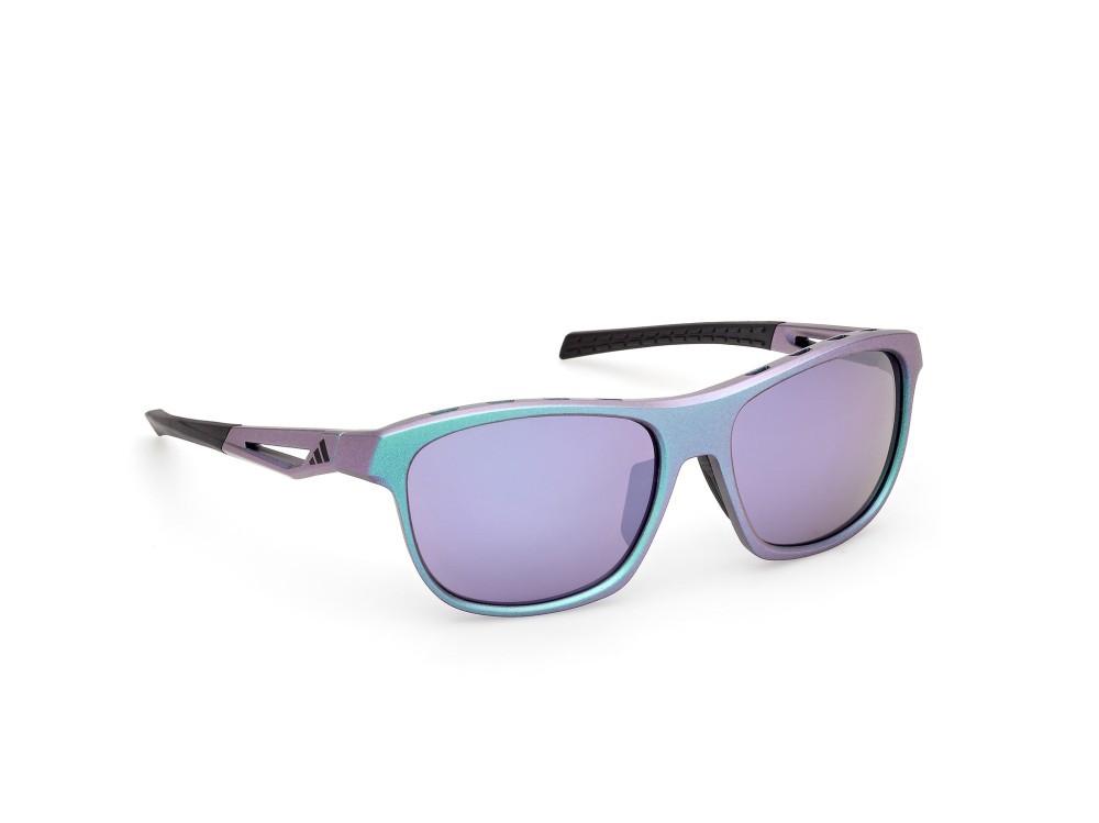 Sunglasses Adidas Sport SP0118 (97Z) color verde scuro opaco shape rectangle lenses high contrast - viola sfumato o specchiato