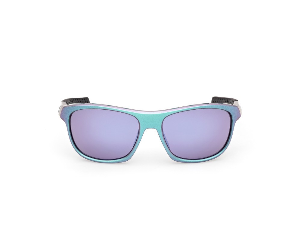 Sunglasses Adidas Sport SP0118 (97Z) color verde scuro opaco shape rectangle lenses high contrast - viola sfumato o specchiato