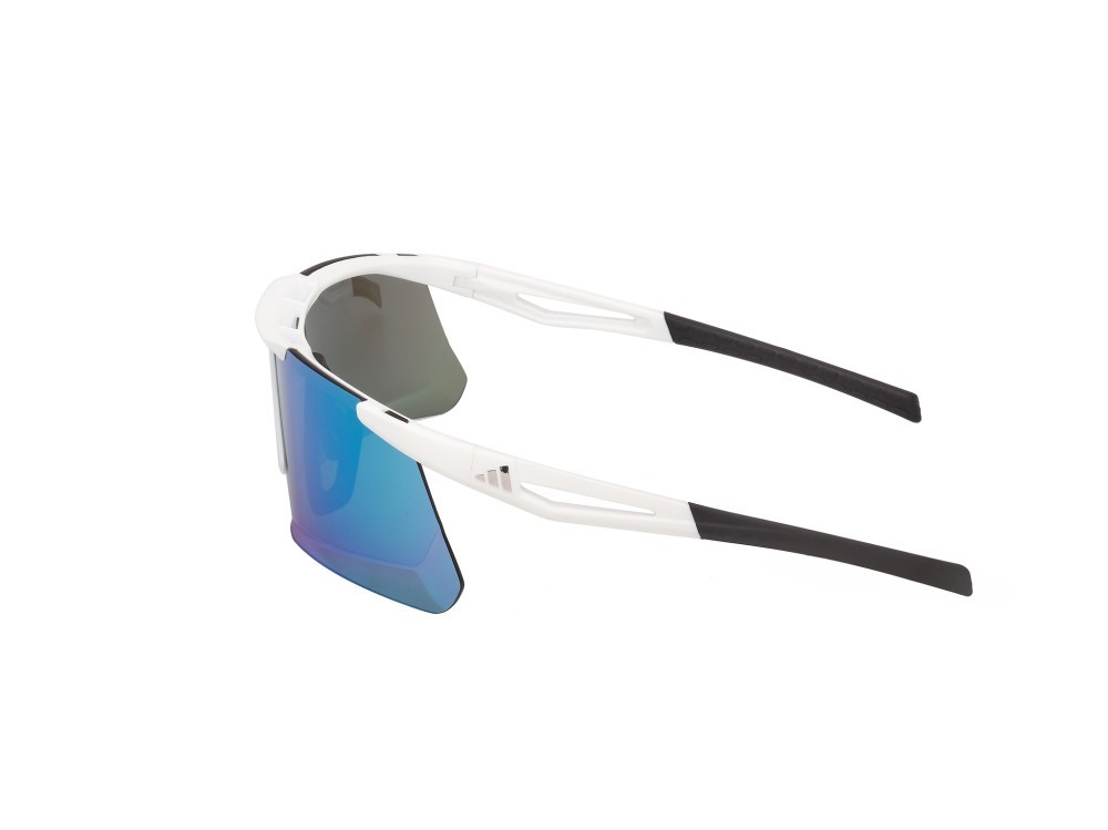 Occhiali da sole Adidas Sport Dunamis Bi SP0119 (21Q) colore bianco opaco  forma mask lenti high contrast -  verde specchiato