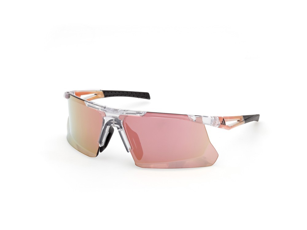 Occhiali da sole Adidas Sport Dunamis Bi SP0119 (26Z) colore cristallo - rosa/monocolore forma mask lenti high contrast - viola sfumato o specchiato