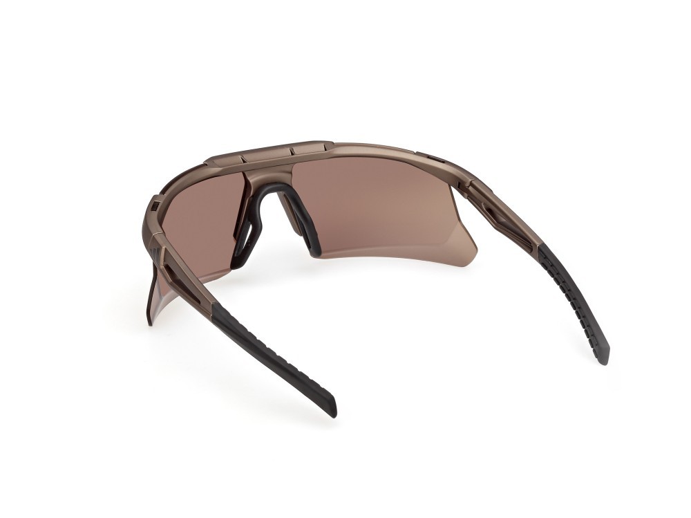 Occhiali da sole Adidas Sport Dunamis Bi SP0119 (49G) colore marrone scuro opaco - marrone chiaro/monocolore forma mask lenti high contrast - marrone specchiato
