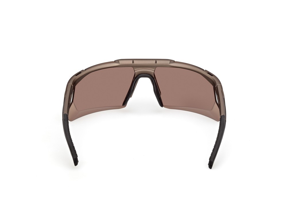 Occhiali da sole Adidas Sport Dunamis Bi SP0119 (49G) colore marrone scuro opaco - marrone chiaro/monocolore forma mask lenti high contrast - marrone specchiato