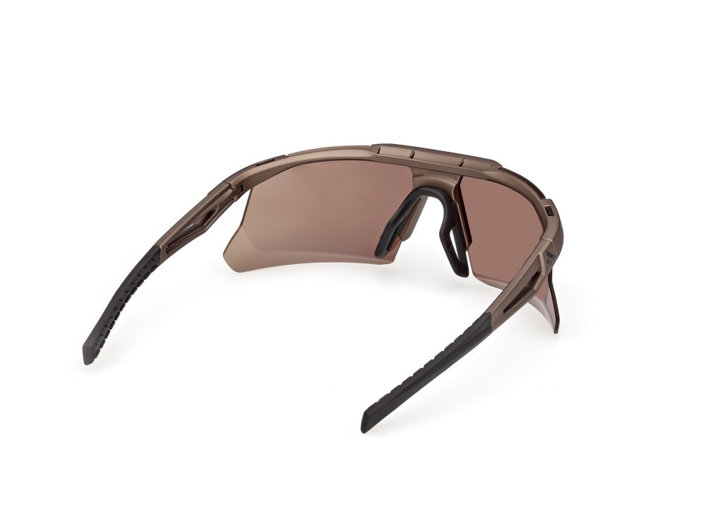 Occhiali da sole Adidas Sport Dunamis Bi SP0119 (49G) colore marrone scuro opaco - marrone chiaro/monocolore forma mask lenti high contrast - marrone specchiato