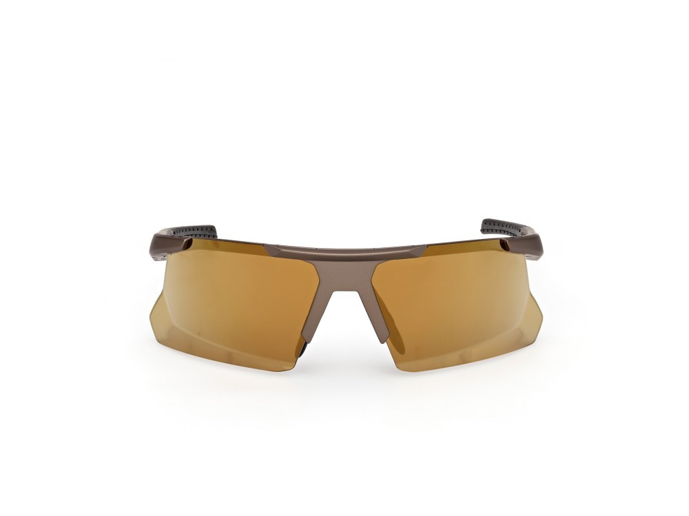Occhiali da sole Adidas Sport Dunamis Bi SP0119 (49G) colore marrone scuro opaco - marrone chiaro/monocolore forma mask lenti high contrast - marrone specchiato