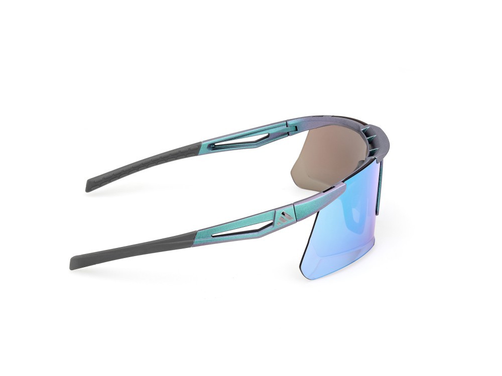 Sunglasses Adidas Sport Dunamis Bi SP0119 (97X) color verde scuro opaco  shape mask lenses high contrast - blu specchiato