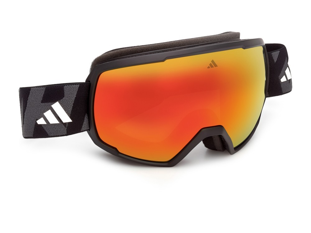 Ski and snowboard goggles Adidas Sport SP0121 (02U) color nero opaco / nero/texture shape mask lenses bordeaux specchiato