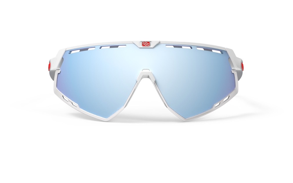 Occhiali da sole Rudy Project Defender SP526869-0020 colore white gloss/fade blue/red stripes/bumpers white lenti multilaser ice
