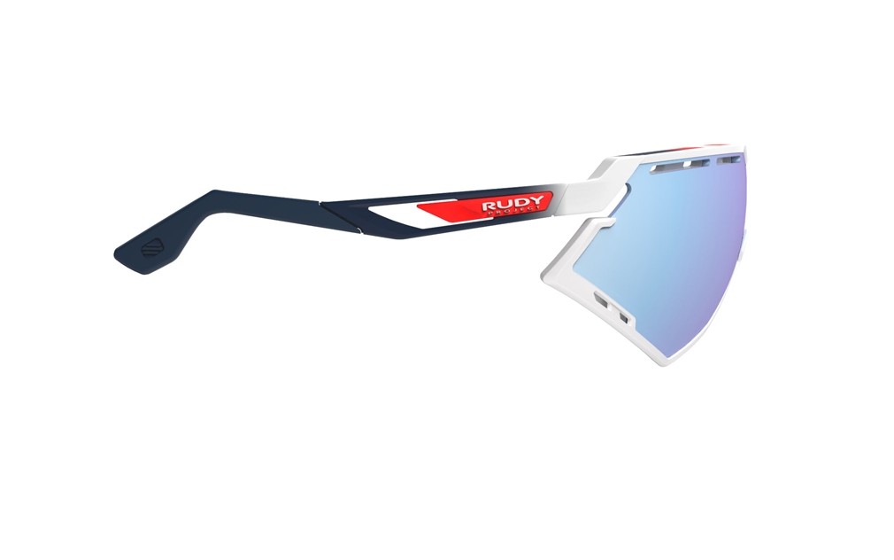 Occhiali da sole Rudy Project Defender SP526869-0020 colore white gloss/fade blue/red stripes/bumpers white lenti multilaser ice