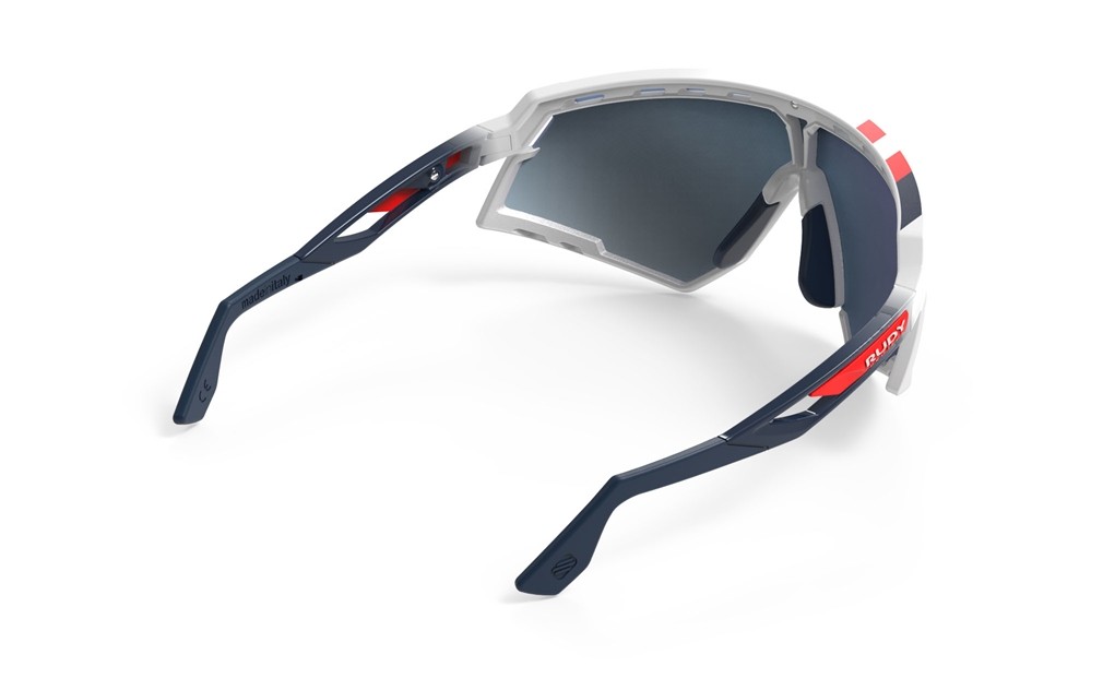Occhiali da sole Rudy Project Defender SP526869-0020 colore white gloss/fade blue/red stripes/bumpers white lenti multilaser ice