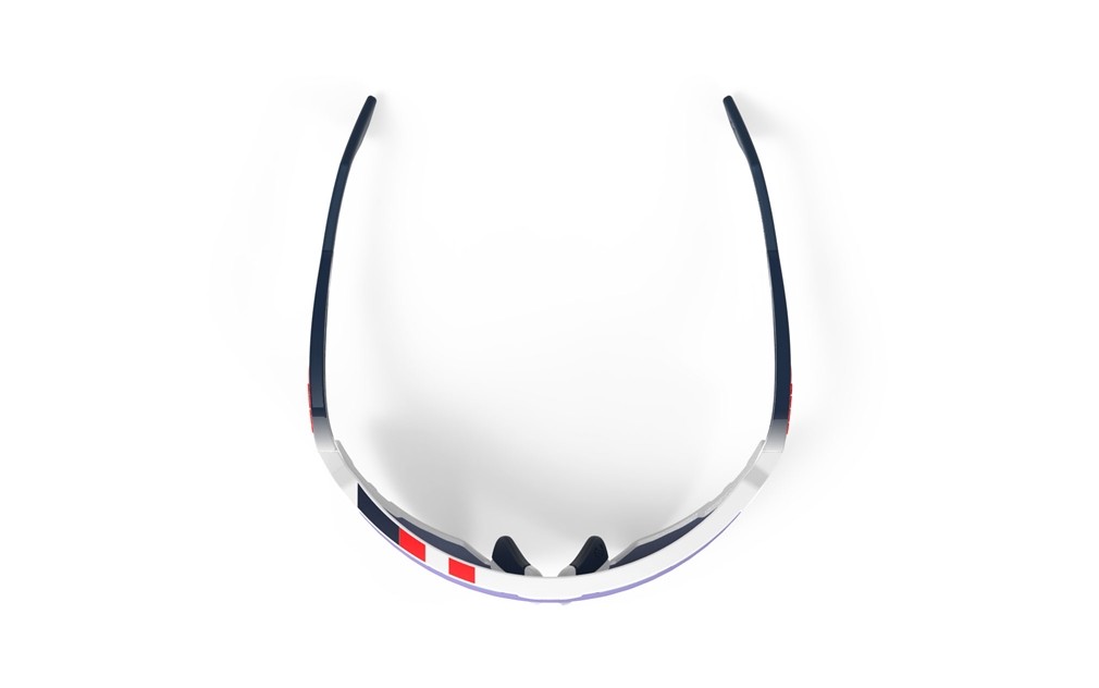 Occhiali da sole Rudy Project Defender SP526869-0020 colore white gloss/fade blue/red stripes/bumpers white lenti multilaser ice