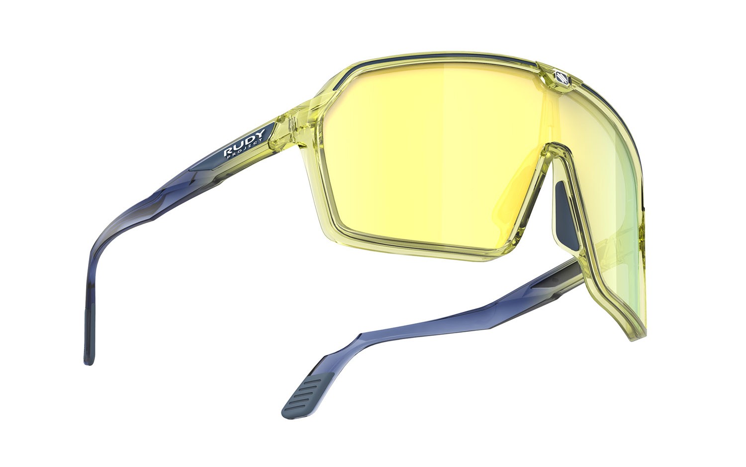 Occhiali da sole Rudy Project Spinshield SP720530-0000 colore crystal blue avio / apple green fade gloss lenti multilaser yellow