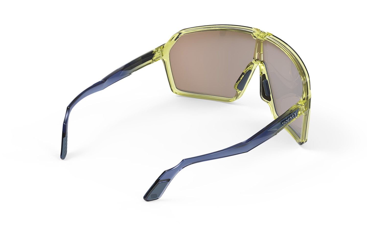 Occhiali da sole Rudy Project Spinshield SP720530-0000 colore crystal blue avio / apple green fade gloss lenti multilaser yellow