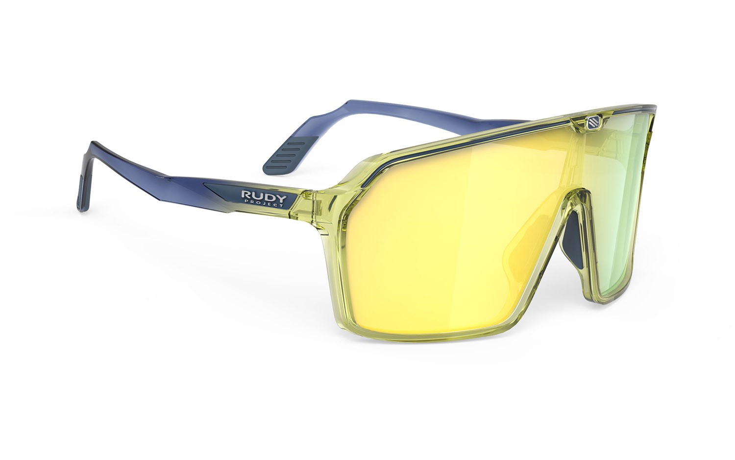 Occhiali da sole Rudy Project Spinshield SP720530-0000 colore crystal blue avio / apple green fade gloss lenti multilaser yellow