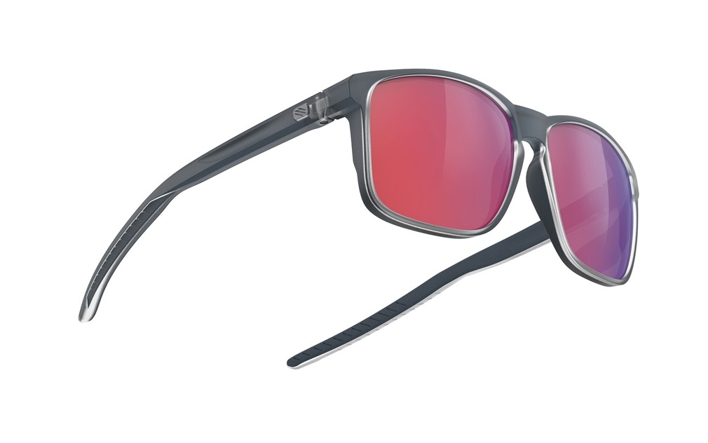 Occhiali da sole Rudy Project Overlap SP773853-0000 colore ice blue metal matte lenti multilaser red