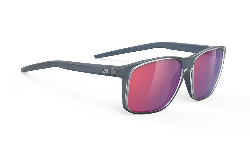 Occhiali da sole Rudy Project Overlap SP773853-0000 colore ice blue metal matte lenti multilaser red