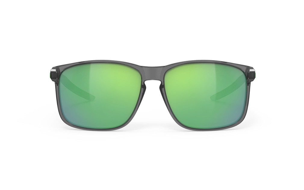 Occhiali da sole Rudy Project Overlap SP776133-0000 colore crystal ash lenti polar 3fx hdr mls green