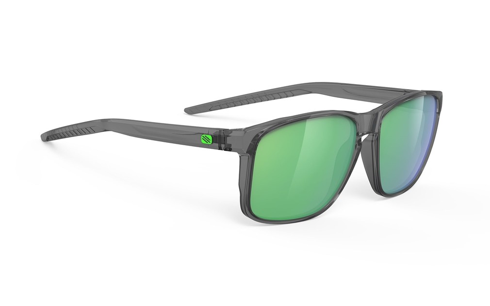 Occhiali da sole Rudy Project Overlap SP776133-0000 colore crystal ash lenti polar 3fx hdr mls green