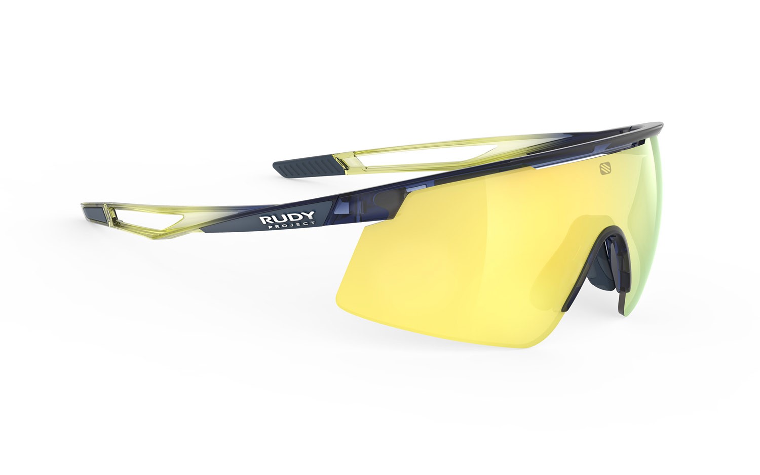 Occhiali da sole Rudy Project Turbolence SP890502-N000 colore crystal blue avio / apple green fade gloss lenti multilaser yellow