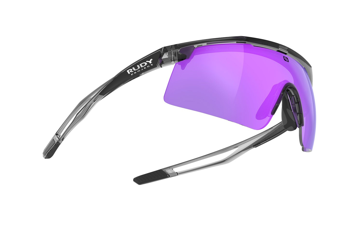 Occhiali da sole Rudy Project Turbolence SP894233-0000 c/interface e elastic cord colore crystal ash lenti multilaser violet