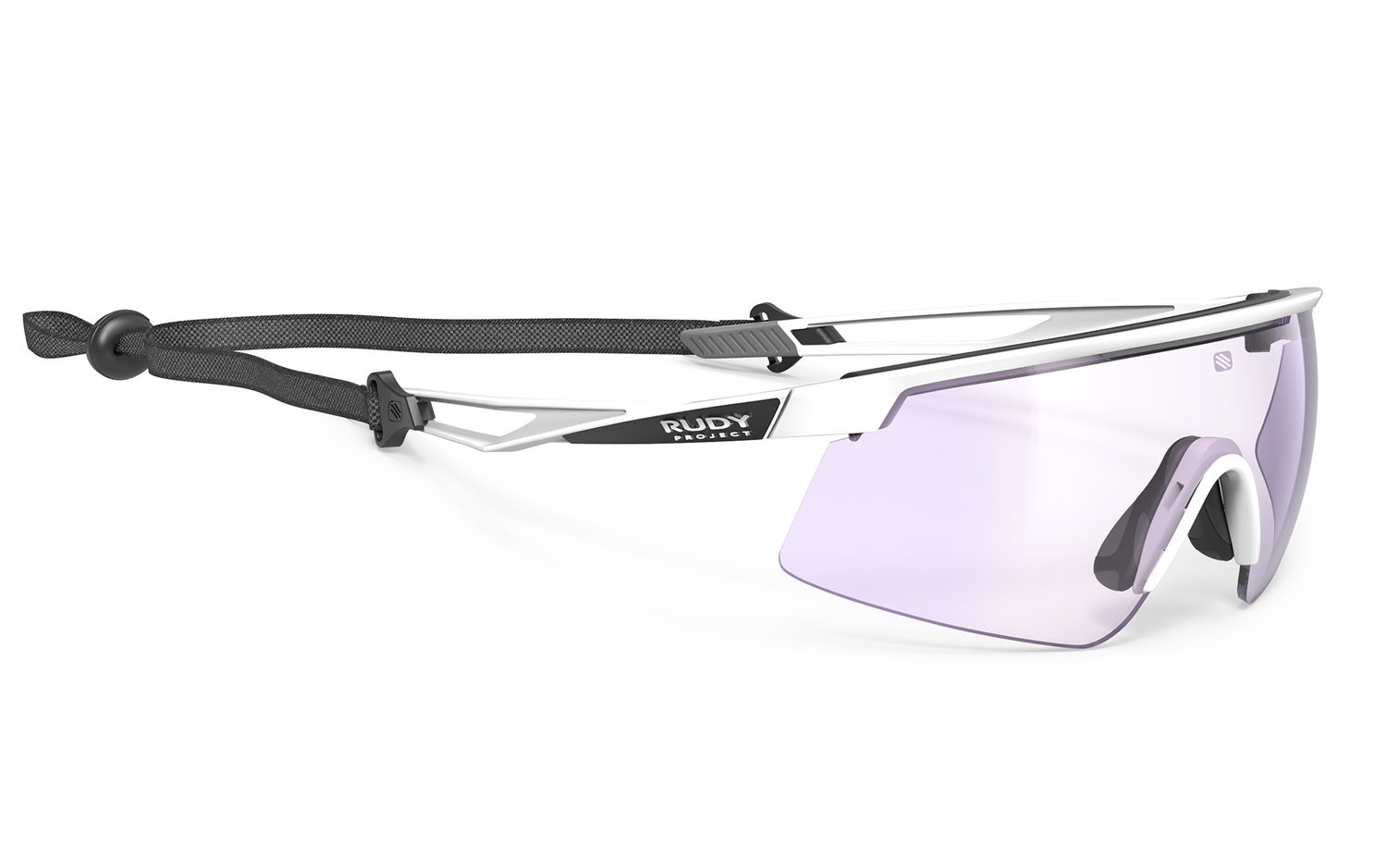 Occhiali da sole Rudy Project Turbolence SP897558-0000 c/interface e elastic cord colore white matte lenti impactx photochromic 2 laser purple