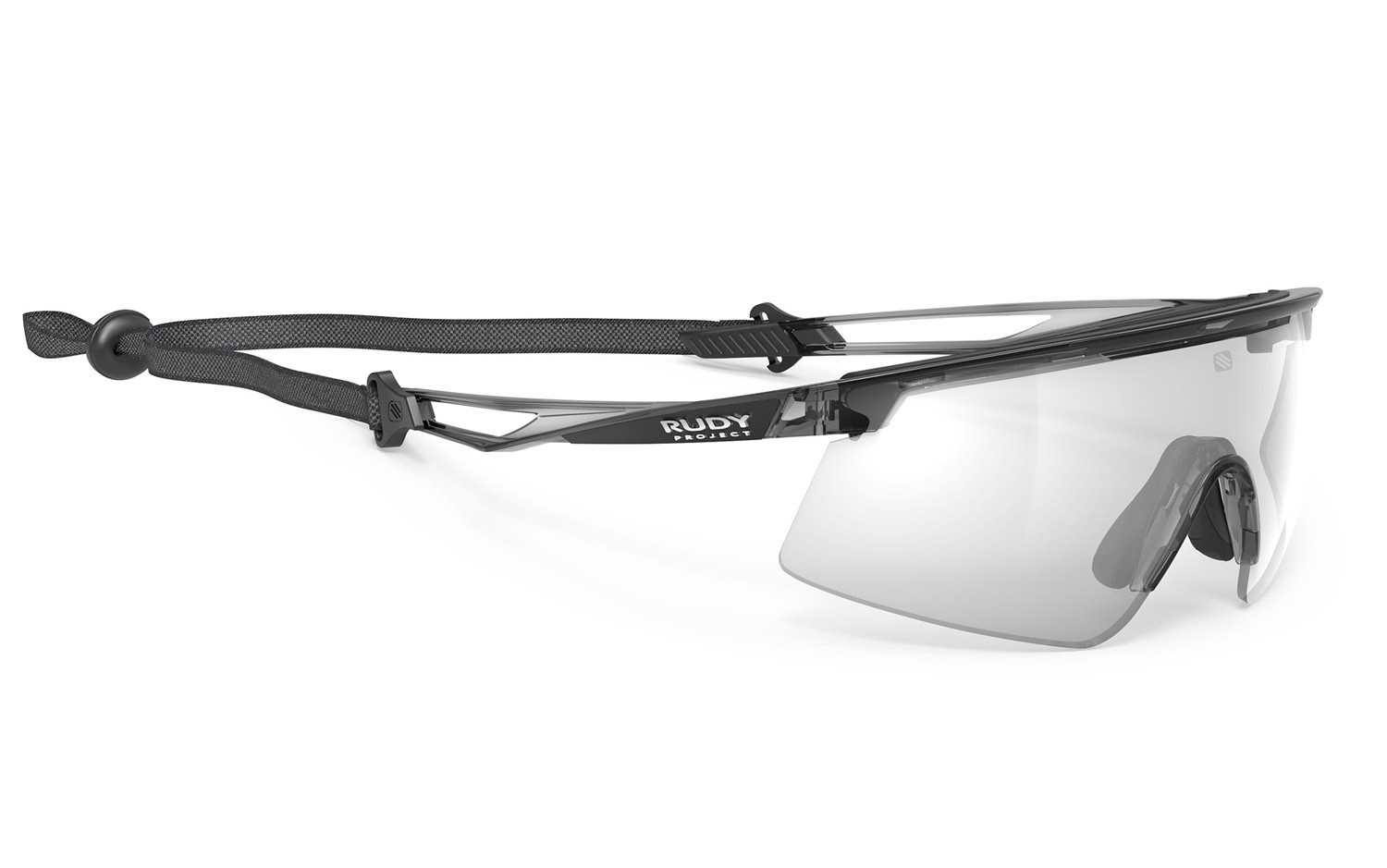 Occhiali da sole Rudy Project Turbolence SP897833-0000 c/interface e elastic cord colore crystal ash lenti impactx photochromic 2 laser black