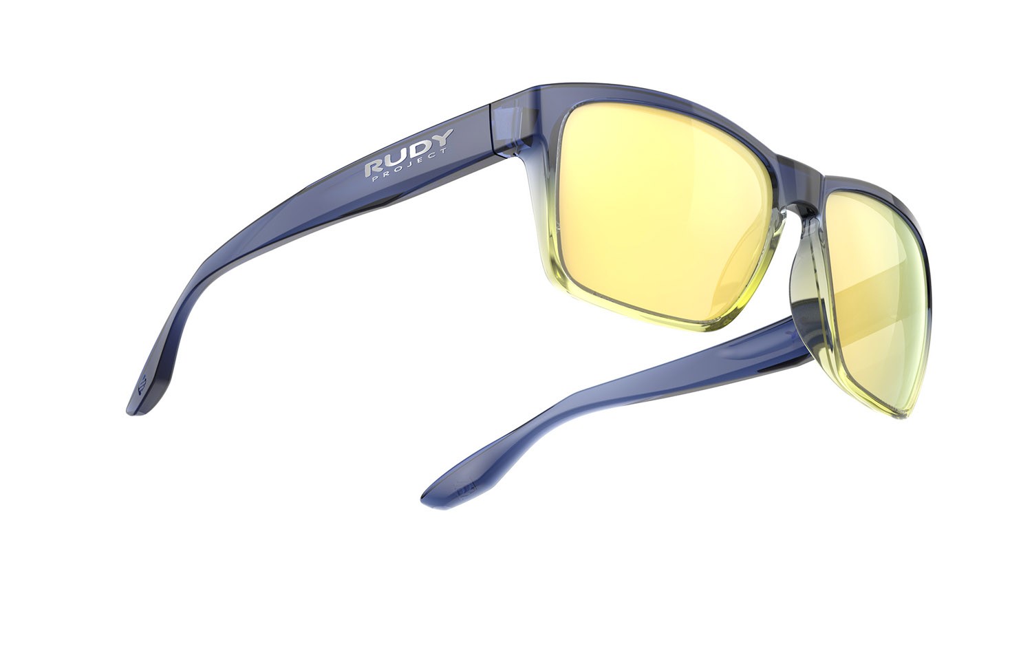 Occhiali da sole Rudy Project Spinhawk Edge SP900502-0000 colore crystal blue avio / apple green fade lenti multilaser yellow 