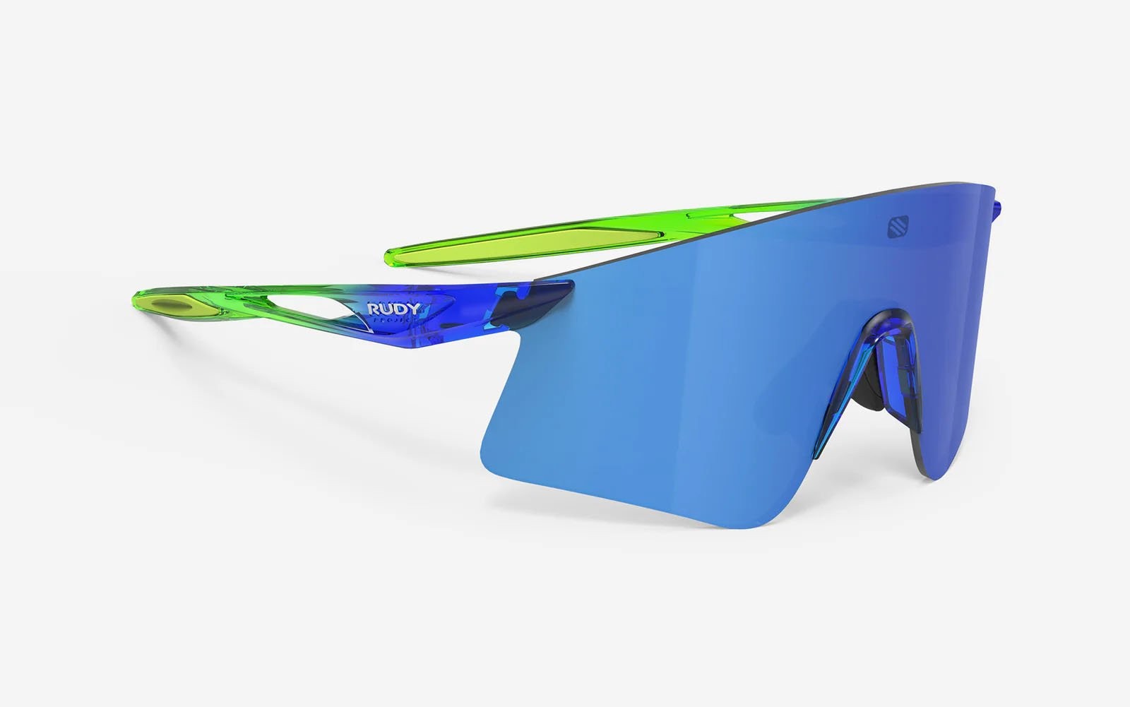 Occhiali da sole Rudy Project Astral X SP943979-0000 colore crystal blue / green fluo gloss lenti multilaser blue