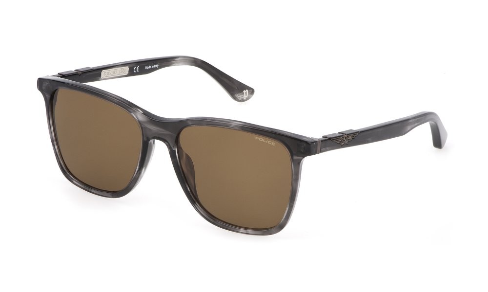 Occhiali da sole Police SPL872N (01EX) colore grigio striato lucido lenti brown