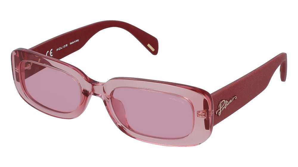 Sunglasses Police Hulahoop 1 SPLA17 (0776) color rosa trasparente lucido  lenses pink