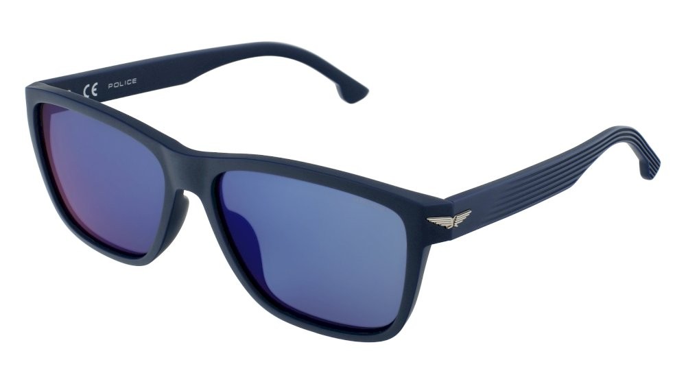 Sunglasses Police Tailwind 3 SPLB38E (6QSP) color blu opaco lenses smoke multilayer blue