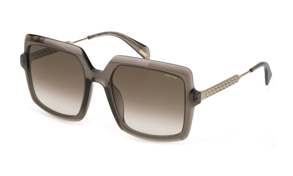 Sonnenbrillen Police Fame 2 SPLG20 (07AY) farbe marrone trasparente lucido gläser brown gradient